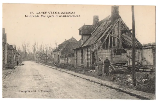 CPA 60 - LANEUVILLE SUR RESSONS (Oise) - 87. La Grande-Rue après le bombardement