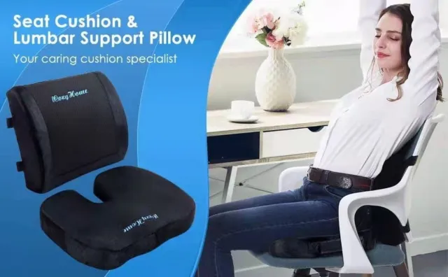 iCozyHome Coccyx Lumbar Support Pillow for Office  Chair Memory Foam Car Seat