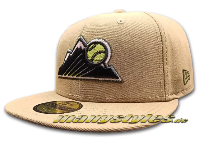 COLORADO ROCKIES MLB HWC 25ANN 59FIFTY exclusive Cap Khaki Lime Baby Pink