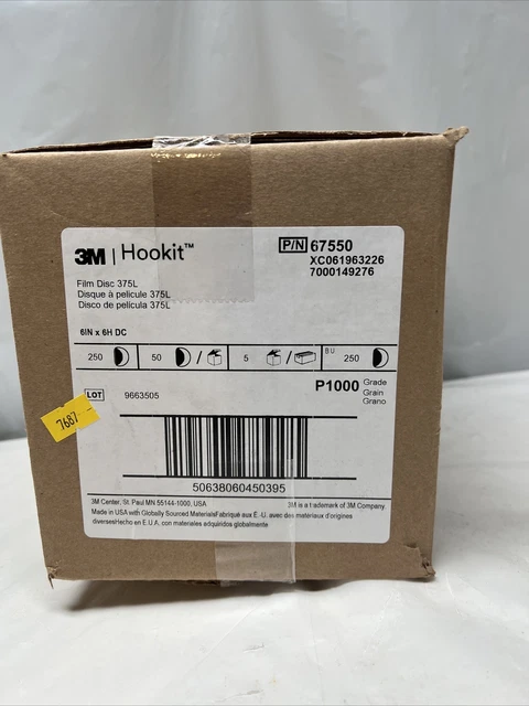 Box Of 250 - 3M 67550 Hookit Film Disc P1000