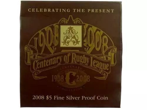 Centenary of Rugby League 2008 Five Dollar Fine Silver Proof Coin