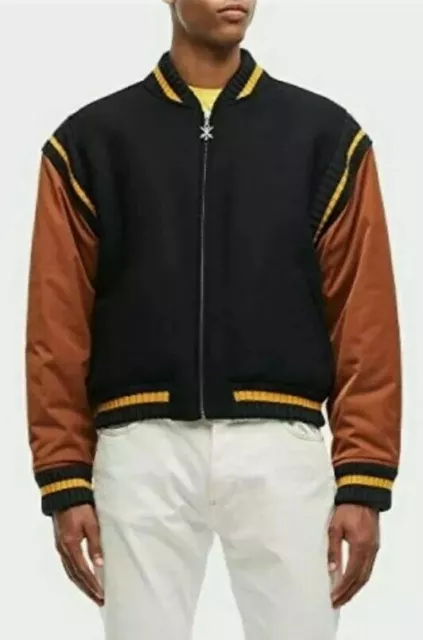 Opening Ceremony B8712 Mens Navy/Brown Reversible Varsity Jacket Size XS