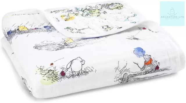 Aden + anais Baby Blanket - Winnie The Pooh, Pack of 1 | Disney Baby | Large | &