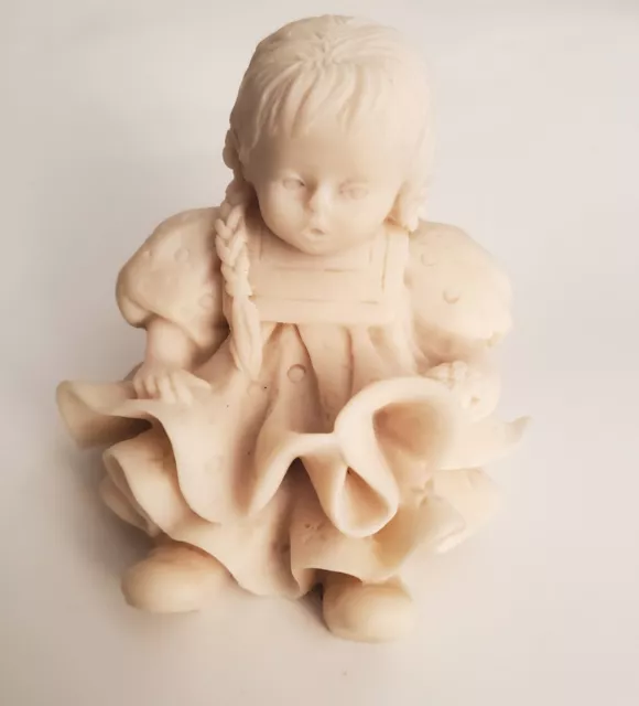 Victorian Girl Figurine Vivian C Valentino Italy Hand Carved Marble