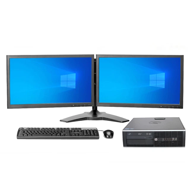 FAST HP OFFICE PC with Dual Monitors Quad Core i7 16GB RAM Windows 10