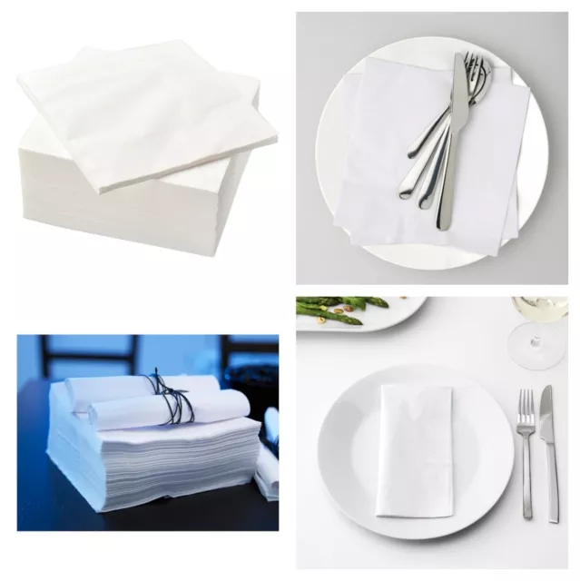 IKEA FANTASTISK White Paper Napkins 100 Pack - 3ply Tissue Party Napkin 40x40