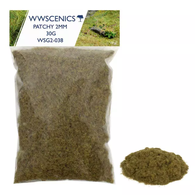 WWS | 2mm Patchy Static Grass | CHOOSE SIZE |  Model Scenery Material