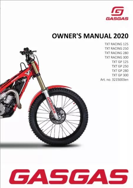 Gasgas 2020 - Txt Racing Gp 125 250 280 300 - Owners Manual - Reprinted