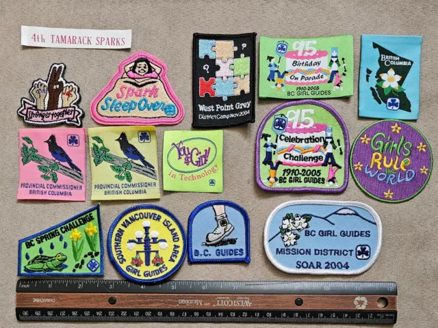 Girls BC Guides Scouts Canada Patches and Labels Lot of 15
