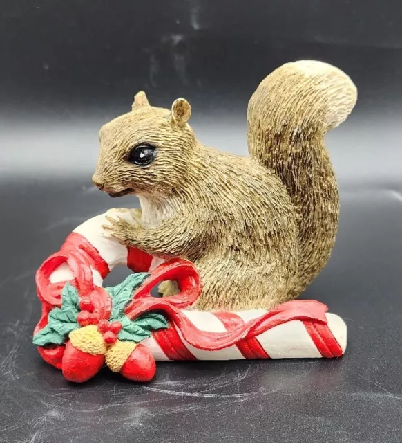 Vintage Tom Rubel Squirrel Figurine Christmas Candy Cane Silver Deer Collection