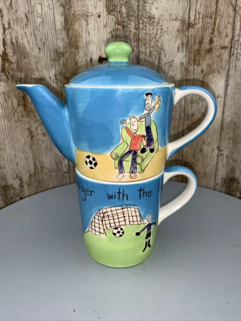 Whittard of Chelsea Tea For One Teapot Set FOOTBALL SOCCER THE BEAUTIFUL GAME