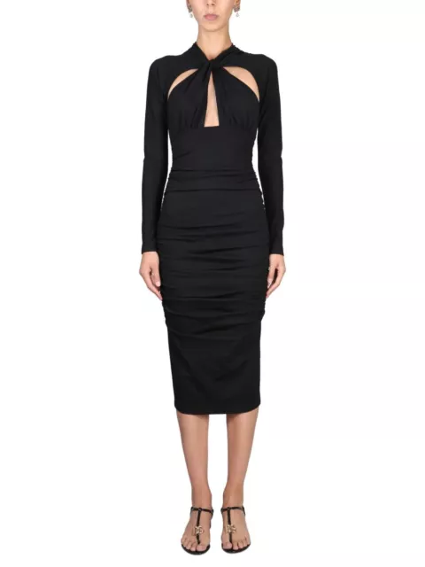 Dolce & Gabbana Longuette Dress With Cut-out 42 IT