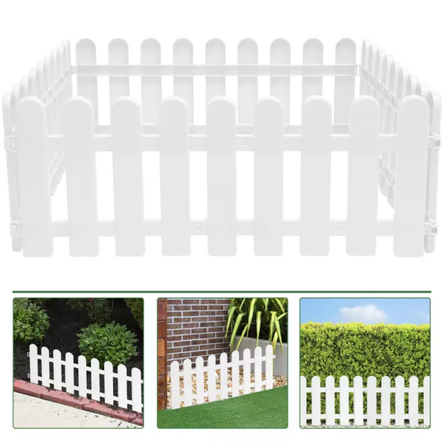 4pcs White Plastic Garden Picket Fence for Lawn and Flowerbeds