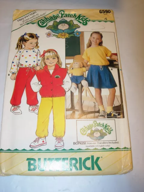 GIRLS UNCUT BUTTERICK 6590 Sewing Pattern CABBAGE PATCH KIDS CLOTHES SIZE 4