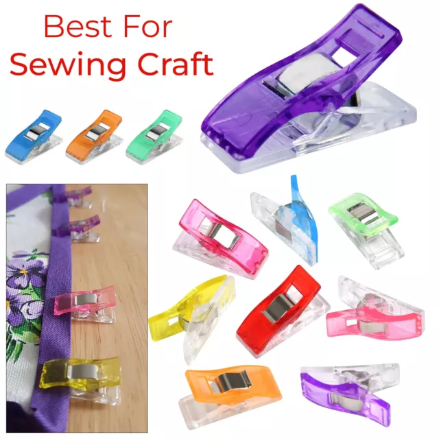 Multicolor Plastic Clips Clamps for Sewing Quilting Binding Hanging Photo Paper