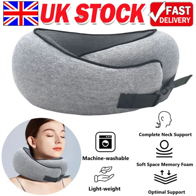 Memory Foam Travel Pillow Neck Support Cushion with Carry Bag Ear Plugs Mask