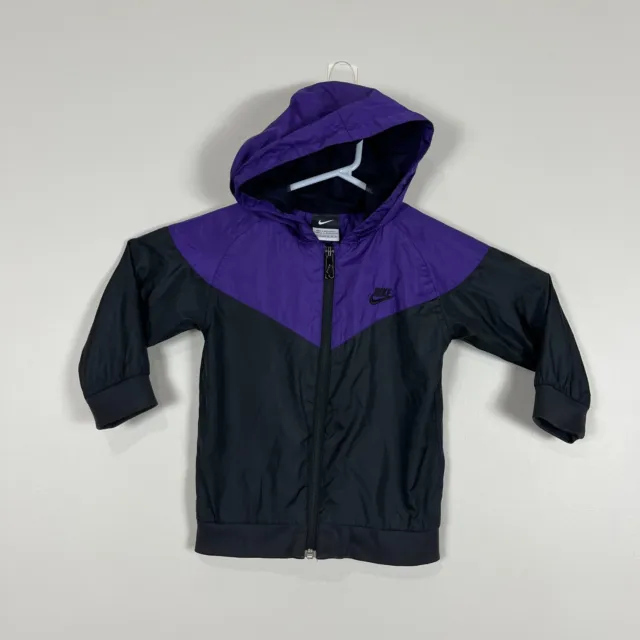 Nike Purple/Black Hooded Full Zip Jacket Windbreaker Kids Boys 2-3 Yrs