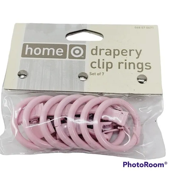Drapery  clip rings set of 7 pink great for crafts