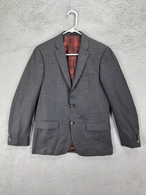 Ben Sherman Blazer Adult 38R Grey Checkered 2 Button Tuxedo Sport Coat Suit Mens