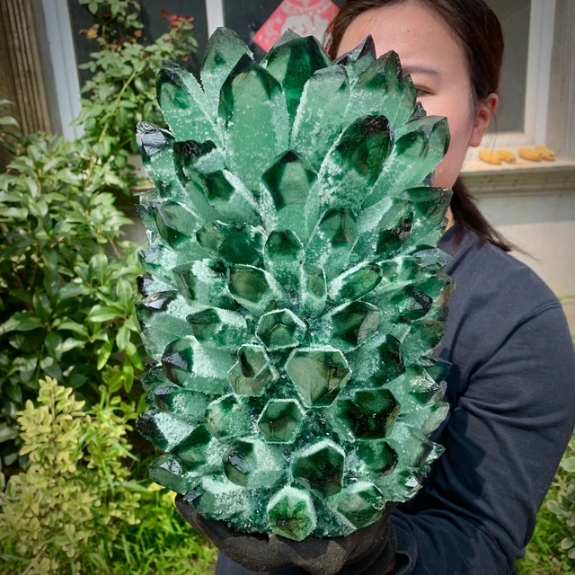31.24LB   New Find Green Phantom Quartz Crystal Cluster Mineral Specimen Healing 9