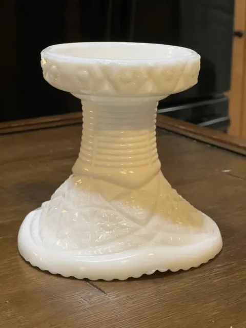 Vintage McKee Milk Glass Punch Bowl Base Stand The Concord Pattern 1940s