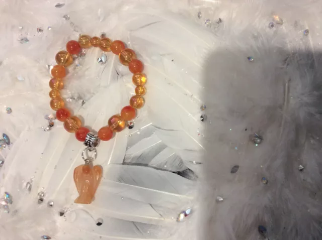 Code 875 Powerful Healing Agate Angel Aura Infused Charged Bracelet Carved Ang 3