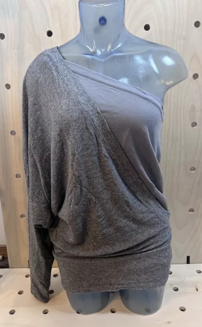 MM6 Maison Martin Margiela Gray Ribbed Slouch Sweater L Off  The Shoulder ITALY