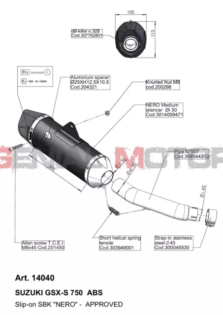 Exhaust Leovince Nero Stainless Steel Suzuki Gsx S 750/Z Abs 2017 > 2020 3