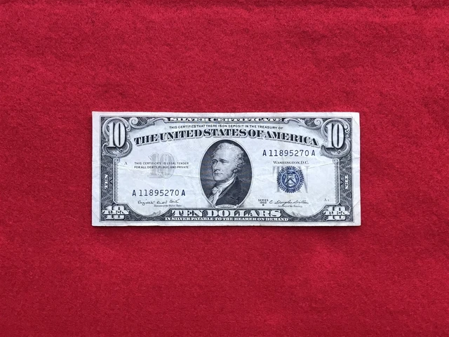 FR-1708 1953 B Series $10 Ten Dollar Silver Certificate *Very Fine*