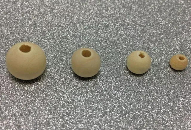 Natural Round Wood Beads Untreated - 6mm 8mm 10mm 12mm