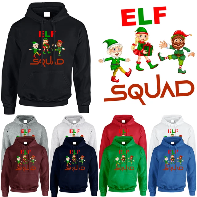 Felpa con cappuccio Buon Natale Squad Elfo Uomo Felpa con cappuccio novità Natale unisex regalo