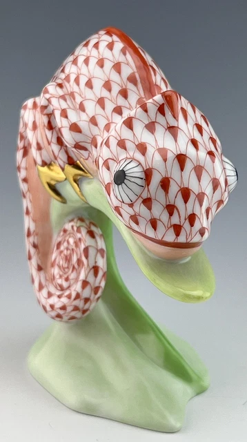 🦋 BRAND NEW HEREND Chameleon Rust Fishnet Lizard Figurine ($670 Retail) 2