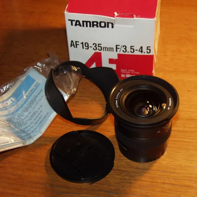 19-35mm f3.5-4.5 Tamron wide zoom lens Minolta AF Sony A fit BOXED with HOOD