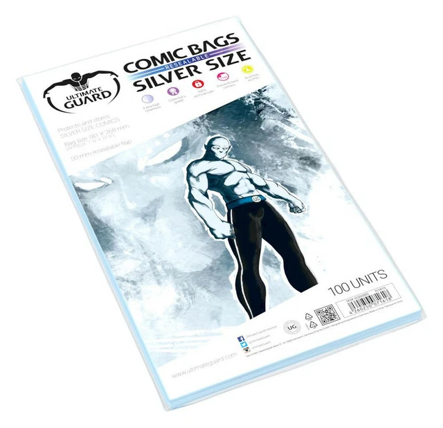 Ultimate Guard Pack 100 Pockets Comics Silver Size Resealable Bags 71618