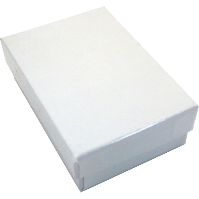 Cotton Filled Jewelry Gift Box White 3 1/4"