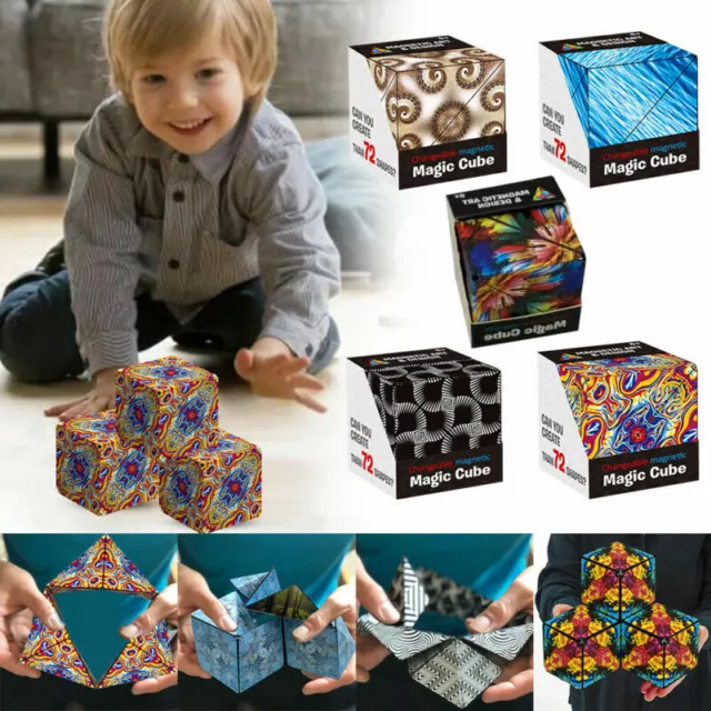 Variety Changeable Magnetic Magic Cube Anti Stress 3D Hand Flip Puzzle Toys Gift