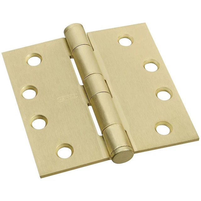 Lot of (4) Stanley Hardware Heavy Duty Satin Brass 4" Architectural Door Hinges