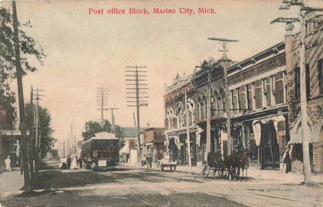 RR Marine City PESHA TOWN MI Streetcar Interurban Railroad Detroit to Port Huron