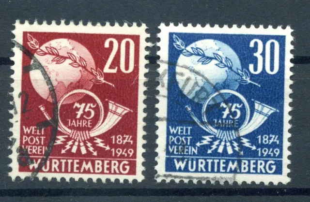 880656) Frz. Zone Württemberg Nr. 51-52 gestempelt, UPU, Weltpostverein