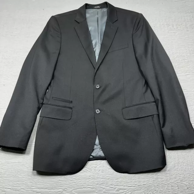 Express Blazer Mens 38R Black Fitted Fit Wool Blend Single Breast EUC