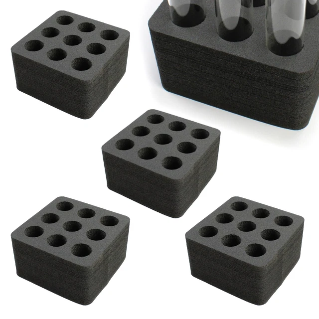 4 Test Tube Freezer Racks Black Foam Stand Transport Holds 9 Fits up to 30mm