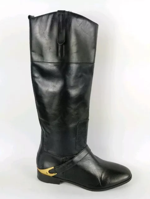 Gianni bini Étalon Noir Cuir Longueur Genou Bottes Équitation UK 4.5 Neuf