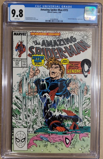 High Grade! Amazing Spider-Man #315 Nm/Mt Cgc 9.8 1989 Mcfarlane Cvr & Art Venom
