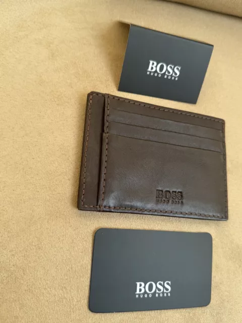 Hugo Boss Genuine Leather Brown Card Holder