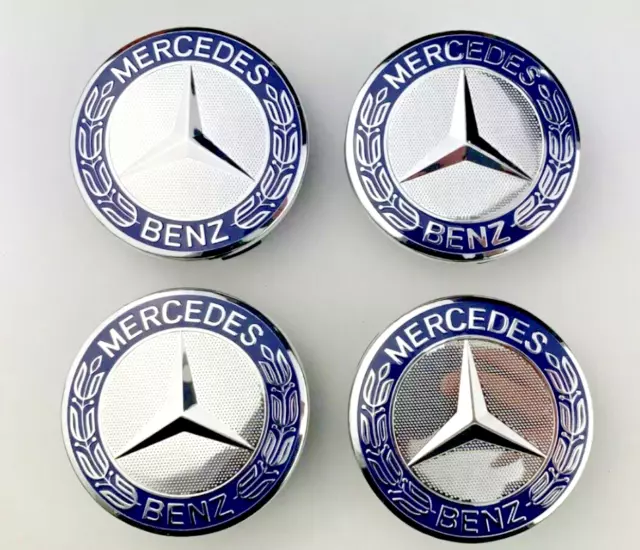 4x 75mm DARK Blue Mercedes Benz Alloy Wheel Centre Caps 75mm Badges Hub Emblem