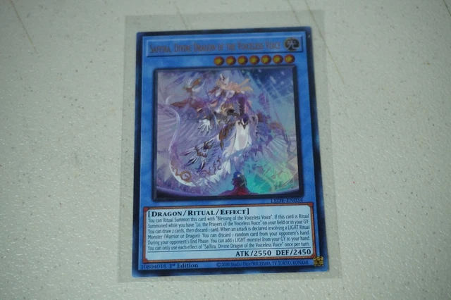 Home | Collections Saffira, Divine Dragon Of The Voiceless Voice - LEDE- EN034 - Ultra Rare - 1st Edition At Plaza Las Americas In San Juan, PR