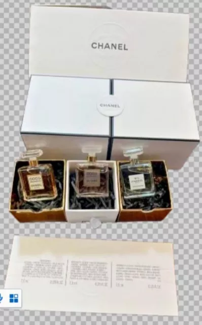 Box defect NU Chanel Parfum Perfume 3 Pack Vintage  CoCo (2) No5 (1) 7.5ml each
