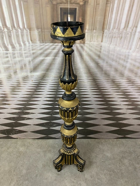 GROSSER ALTARLEUCHTER KERZENLEUCHTER BAROCKLEUCHTER HOLZ GOLD GEFASST 116cm