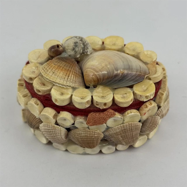 Boîte à Bijoux Vintage En Coquillage Et Bois - Occasion, Dimensions 18x14x10 Cm, Décoration