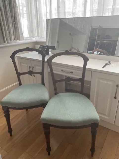 Victorian Pair Chairs Solid Mahogany Good Condition Finchley Original Antiques